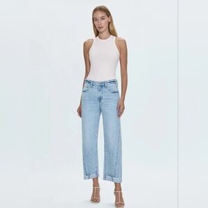 NWT Pistola Kacey Mid Rise Cuffed Light Wash Boyfriend Jean | Sz 26 (Actual 30)